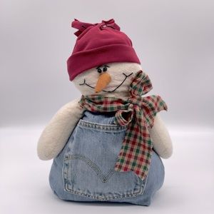 SNOWMAN JEAN-POCKET PILLOW DOOR STOPPER